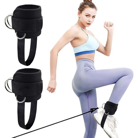 1 paire de sangles de cheville pour machine à câbles, réglables pour hommes et femmes, avec corde fixe, pour exercices de renforcement musculaire des pieds et des jambes, entraînement des fessiers, de