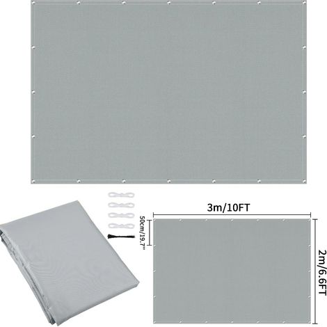 (Gris clair 200x300CM) Tissu pare-soleil imperméable avec perforations, convient aux clôtures de jardin et aux pergolas, résistant aux UV. (1/5)