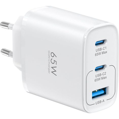 Chargeur USB C 65W, 3 Ports Chargeur Rapide USB C, Prise USB C PPS (1/5)