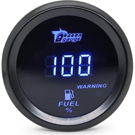 Indicatore di livello carburante universale, display digitale da 2 pollici e 52 mm, indicatore di livello carburante per auto, 240-33 Ohm, LED blu/LED rosso 12 V