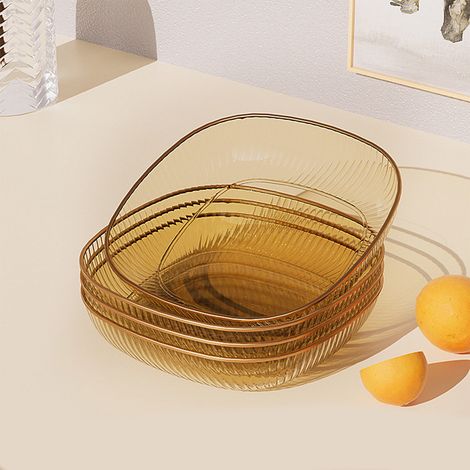 4-teiliges quadratisches Snackteller-Set, transparente Mehrzweck-Vorspeisen- und Obstschale für Küche und Esszimmer (Gold) (1/4)
