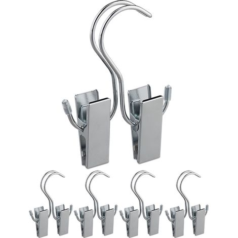 Set di 5 pinze per stivali doppie antiscivolo porta scarpe 14 x 9,5 x 2,5 cm in ferro cromato argento 130008404