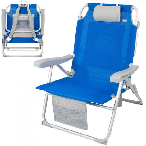 Aktive Beach Backpack Chair XXL Bleu Confortable Plage (1/2)