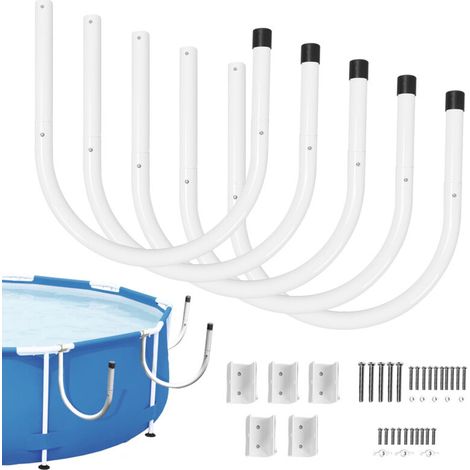Lot de 5 supports de bâche de piscine solaire – Tube en fer en U 43x26cm – Pour piscines hors sol à parois en acier – Rangement efficace (1/5)