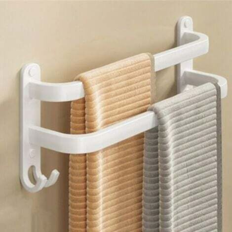 White Wall-Mounted Towel Rack - Hanging Towel Organizer for Bathroom, No Drilling Required - Organization and Elegance, Double 40cm (1/4)