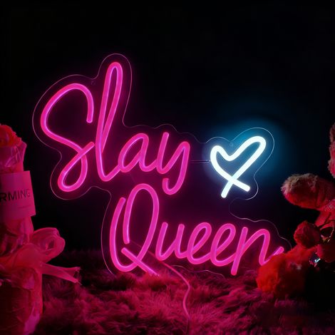 Enseigne néon « Slay Queen » alimentée par USB – lumineuse LED pour chambre style « Preppy Girl », dortoir ou fête Y2K (1/5)