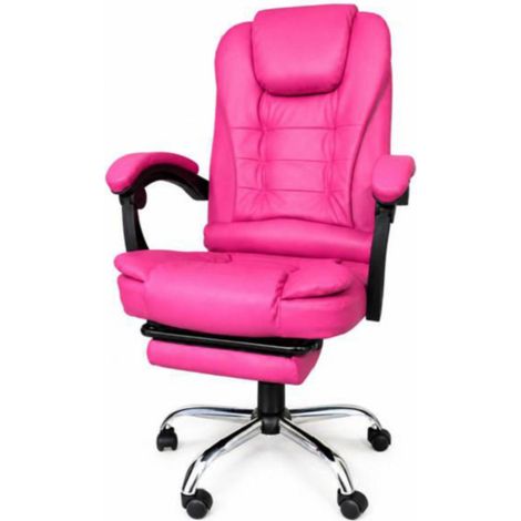 Ecoprice Sedia Ufficio in Similpelle +Poggia Piedi Relax Rosa