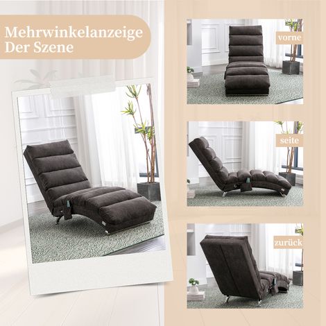Fauteuil relax inclinable fixe avec soutien intégral du corps, massage vibrant doux et rangements latéraux, idéal pour salon, bureau ou chambre (lin anthracite). (1/5)