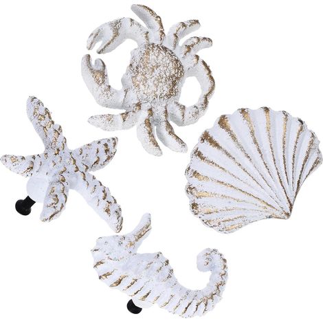 Lot de 4 Boutons de Meuble Vintage en Fer Blanc Forme Animaux Marins, Poignées Faciles à Installer Vis, Décorations Créatives pour Portes et Tiroirs (1/5)
