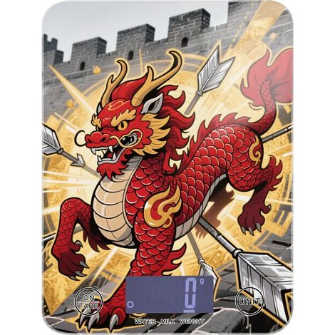 Balance de cuisine portable de style chinois avec lions rouges, 5 kg/ (1/5)
