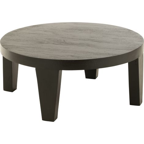 Table basse ronde 80x34 cm en bois de manguier noir (1/5)