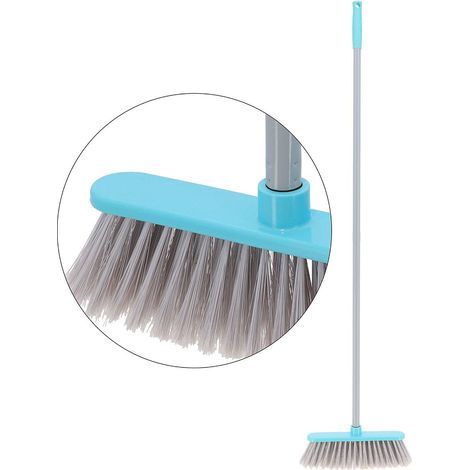 Balai 127 cm pour interieur a manche fixe + tete 30cm a fibres fleurees - gris/bleu - Tendance (1/4)