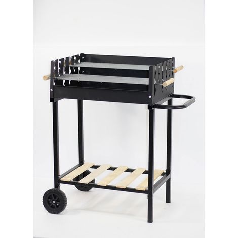 Barbecue a Carbone Domingo 82,5x46x89 cm con Griglia in Acciaio Inox e Paravento Nero