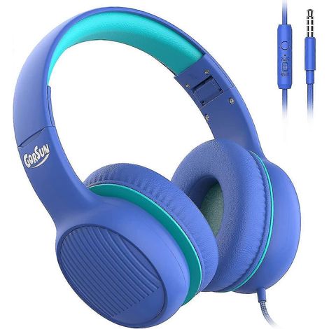 Casque audio enfant avec limitation de volume 85 dB/94 dB, micro HD intégré, pliable, réglable, supra-auriculaire, bleu (1/5)