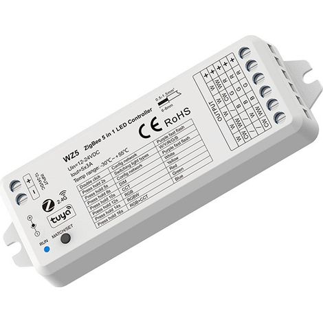 5-in-1 LED Controller 12-24V, 5 Channels 3A ZigBee and RF WZ5 (Tuya Application)
