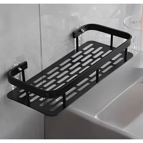 Estante de ducha mural, gran capacidad, instalación sin taladros, estante flotante para baño y cocina, ahorra espacio. (1/5)