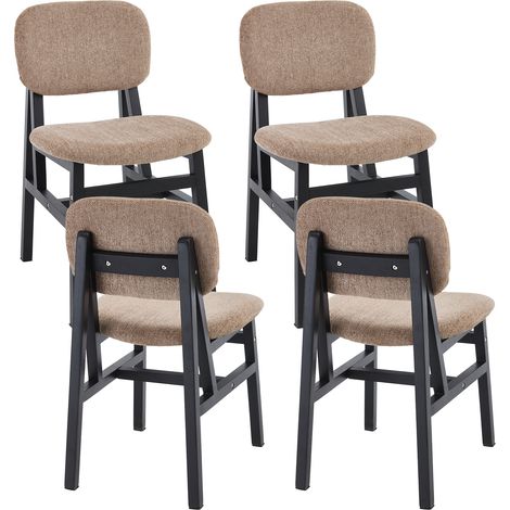 Wahson Lot de 4 Chaises de Cuisine en Chenille, Chaises de Salle à Manger Vintage avec Pieds en Bois pour Cuisine/Chambre, Marron (1/5)