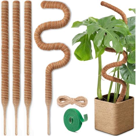 Tuteur Monstera pour Plantes, GardenSage 60cm x 4 kit de Poteaux Flexibles de Mousse de Plante, Tuteur Coco pour Plantes d'intérieur et Grimpantes