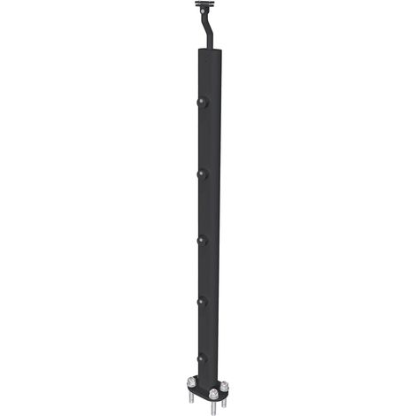 Poteau pour garde-corps - 98.4-104.4cm de haut - Aluminium Noir - Avec 5 supports de tubes bien pré-montés - Intérieur et extérieur - Poser à plat