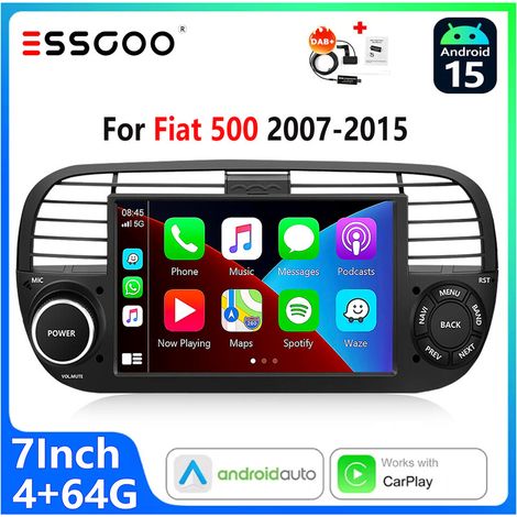 DAB+ Autoradio Android 15 pour Fiat 500 (2007–2015)  Écran Tactile 7 Pouces CarPlay sans Fil et Android Auto Blanc  - 4+64G DAB+ (1/5)