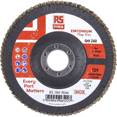 Disque abrasif RS PRO, P60, Ø 125mm, par 5 ( Prix pour Paquet de 5 ) (1/3)