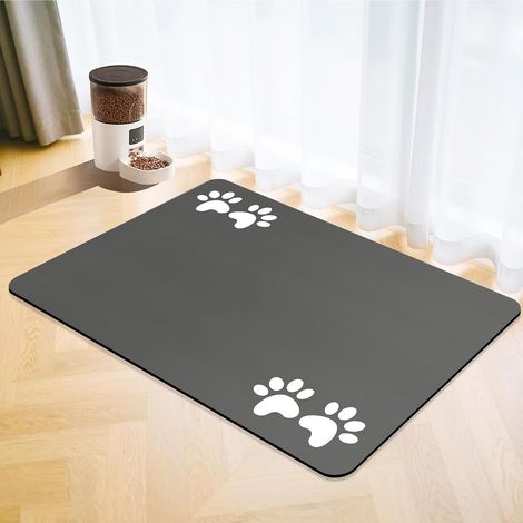 Hundenapfmatte, rutschfest, saugfähig und schnell trocknend, für Hunde und Katzen. Saugfähige und rutschfeste Matte für Schüssel (dunkelgrau, 30 x 50 cm). (1/5)