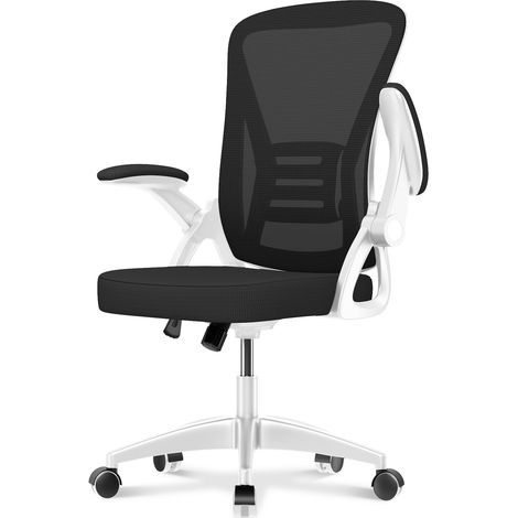 Fauteuil de bureau ergonomique pivotant - Assise réglable 41-51 cm - Accoudoirs réglables 90° - Roulettes pivotantes 360° - Largeur 50 cm - Maille respirante - Confort optimal - Noir et blanc (1/5)