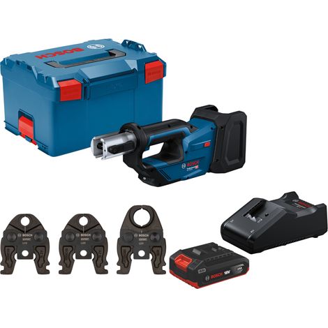 Utensile a pressione a batteria Bosch GPT 18V-19 Professional 18 V 21 kN + 1x batteria da 2,0 Ah + caricabatterie + 3x ganasce di pressione + L-Boxx (1/5)