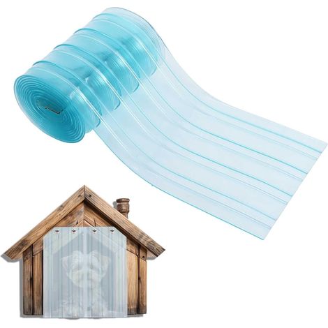 Rideau de Porte en PVC Transparent pour Niche à Chien, 3,6 m × 20 cm Rideau à Lanières avec Isolation Thermique, Avec Bandes Métalliques de Renfort, Facile à Couper et à Installer (1/5)