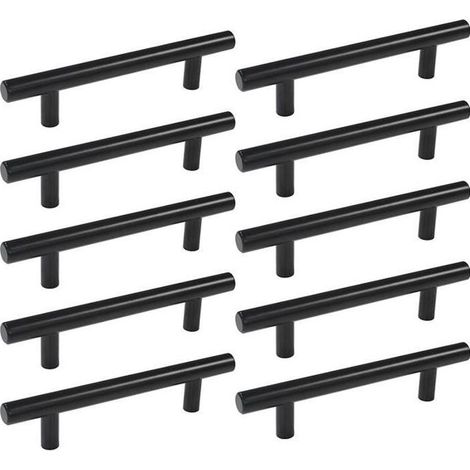 Lot de 20 poignées de porte d'armoire en acier inoxydable noir 128 mm avec vis