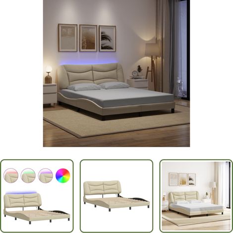 LED-Leuchten -  Bettgestell mit LED ohne Matratze "Hvar" Creme 160x200 cm Stoff (1/5)
