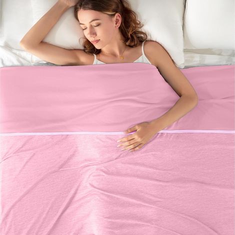 Manta refrescante (150x200 cm). Manta extragrande para cama, ideal para la transpiración nocturna, absorbe el calor y ayuda a los adultos a mantenerse frescos en las noches calurosas (rosa). (1/3)