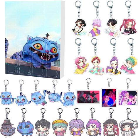Calendrier de l'Avent K-pop Demon Hunters en acrylique - Coffret cadeau surprise de 24 jours, idéal pour les fans et les enfants