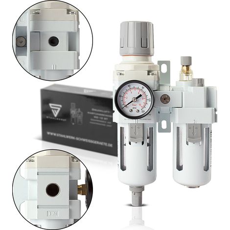 STAHLWERK Unità di manutenzione Separatore acqua oliatore Aria compressa 10,5 bar (1/5)