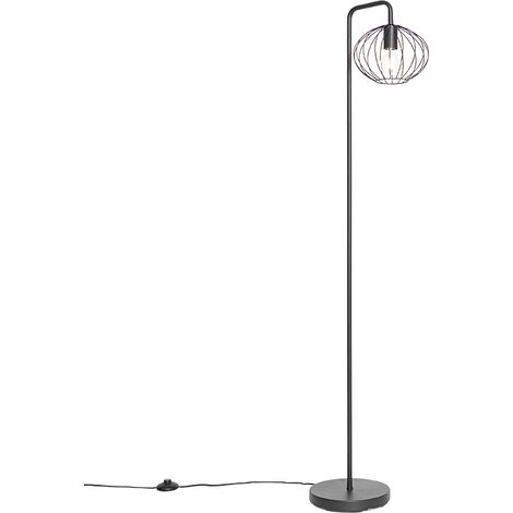 QAZQA Lampada da terra margarita - Design - Acciaio - Nero - Tondo Max. 1 x Watt