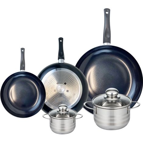 Ensemble de 3 Poêles de cuisson 20, 24 et 32 cm et 2 faitouts 12 et 16 cm Elo Prima Brillant (1/5)