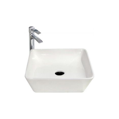 Lavabo Ricky appoggio salvaspazio 42x42 quadrato in ceramica