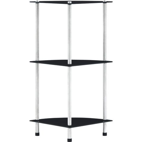 Regal mit 3 Ablagen Schwarz 30x30x67 cm Hartglas (1/5)