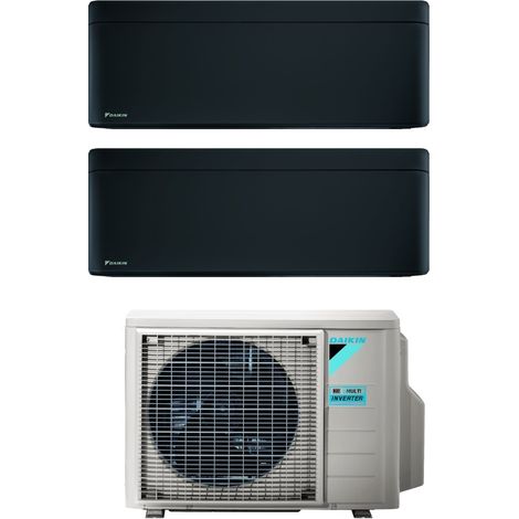Daikin Bluevolution Dual Split Inverter Klimagerät Serie STYLISH TOTAL BLACKWOOD 9+12 mit 2MXM40A R-32 Wi-Fi Integriert 9000+12000 Farbe Schwarz Italienische Garantie