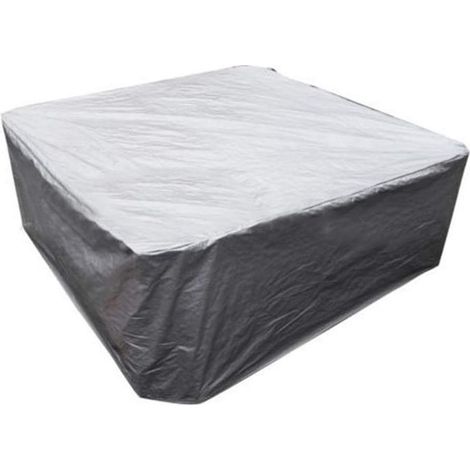 Couverture de piscine carrée, housse résistante aux UV Oxford pour spa extérieur, couverture de bain à remous étanche à la poussière, argent, 231x231x30cm (1/5)