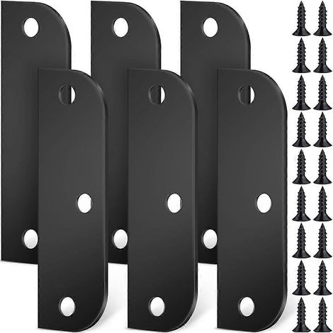 Lot de 6 cales de charnière de 8,9 cm (3,5 pouces) avec cales de bord de porte de 1,6 cm (5/8 pouce), cache-trou de porte, noir (1/5)