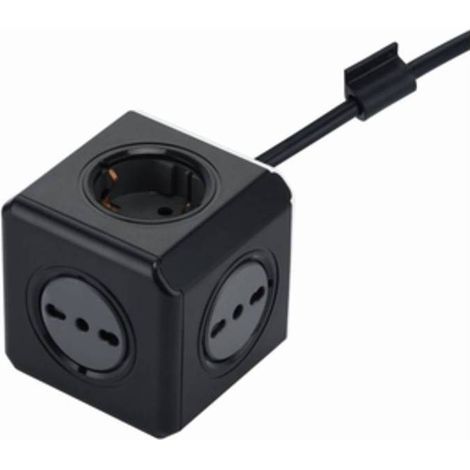 MULTIPRESA CUBO 2 SCHUKO + 3 BIPASSO NERO