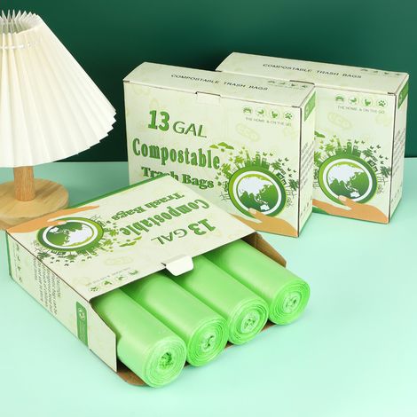Biologisch abbaubare Müllsäcke, 60 Bio-Müllsäcke, abbaubar und recycelbar, 100 % recycelt, extrem reißfest, auslaufsicher, Bio-Müllsäcke (60 x 80 cm) (1/5)