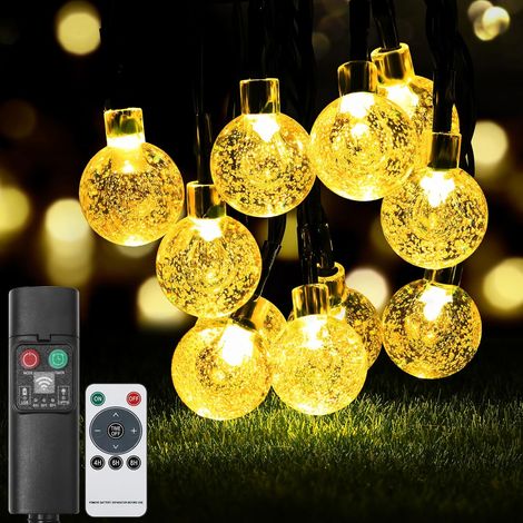 Guirlande lumineuse d'extérieur en boules de cristal,11 m,60 LED batterie rechargeable avec contrôleur, 8 modes, étanche IP65, pour jardin, terrasse,mariage,Cour,fête,Camping en plein air (1/5)