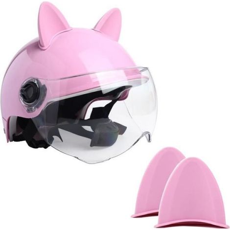 Casque de vélo,Décoration de casque de moto électrique oreilles de chat mignon,autocollants de style de voiture- pink[B93086] (1/4)