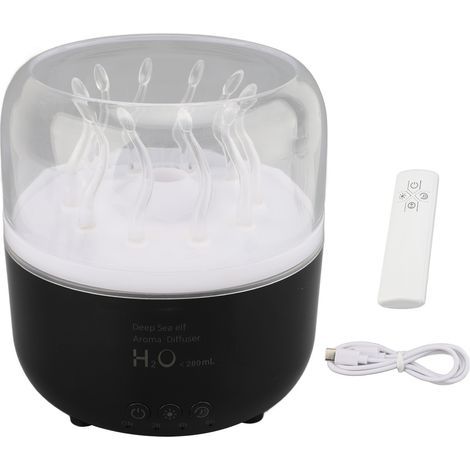 Humidificateur bureau 7 couleurs minuterie – Diffuseur huile essentielle parfum maison 5V USB noir, humidificateur (1/5)