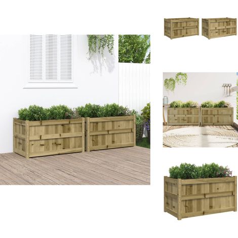 Jardinières 2 pcs bois de pin imprégné - Jardiniere Bois - Jardinerie - Decoration Exterieur - Pot Plante - Balcon (1/5)
