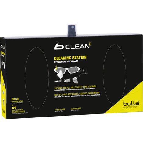 Distributeur mural en carton avec 400 essuyeurs et spray de 250 mL antibuée - BOLLE SAFETY