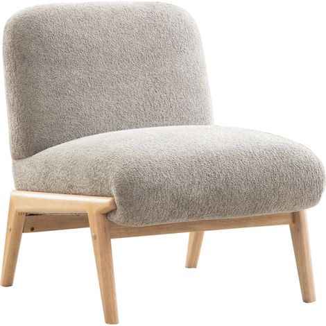 Fauteuil lounge scandinave gris en tissu chenille doux et bois robuste – Siège cosy pour salon ou chambre