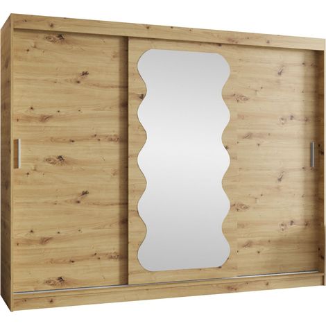 Armoire Hartford 578, Chêne Artisan, 200x250x62cm, Portes d'armoire: Coulissantes, Nombre d'étagères: 9 (1/5)